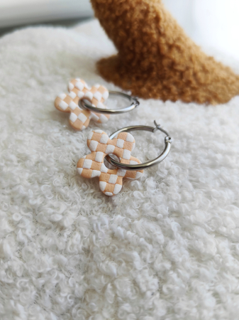 Cercei & coliere - Cercei plaid Beige