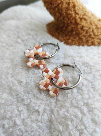 Cercei & coliere - Cercei plaid Cappuccino