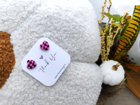 Cercei & coliere - Cercei plaid Heart 3