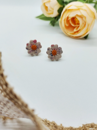 Cercei & coliere - Cercei Flower peach