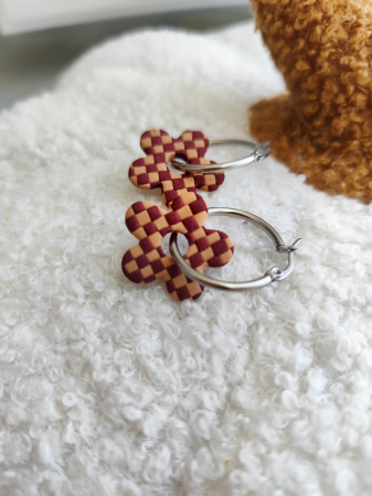 Cercei & coliere - Cercei plaid Caramel