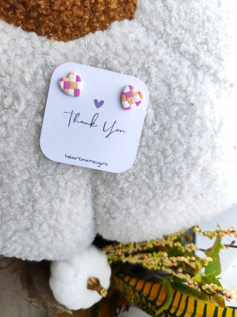 Cercei & coliere - Cercei plaid Heart 4