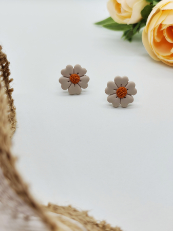 Cercei & coliere - Cercei Flower cream