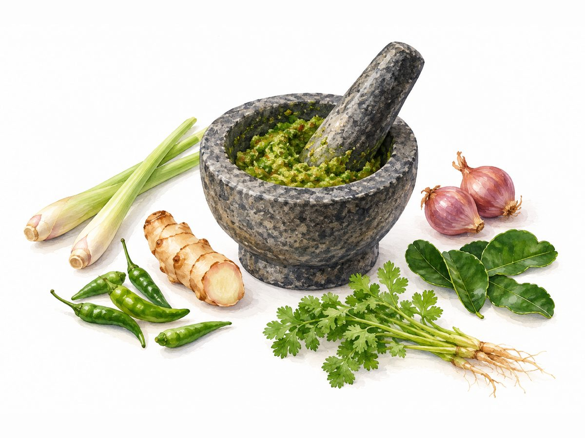 Pastă de curry verde thailandeză