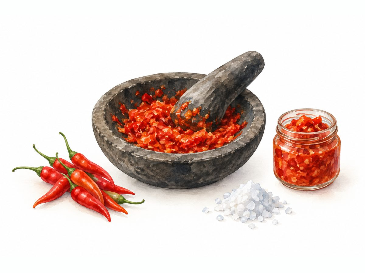 Sambal oelek: pasta de ardei din Indonezia