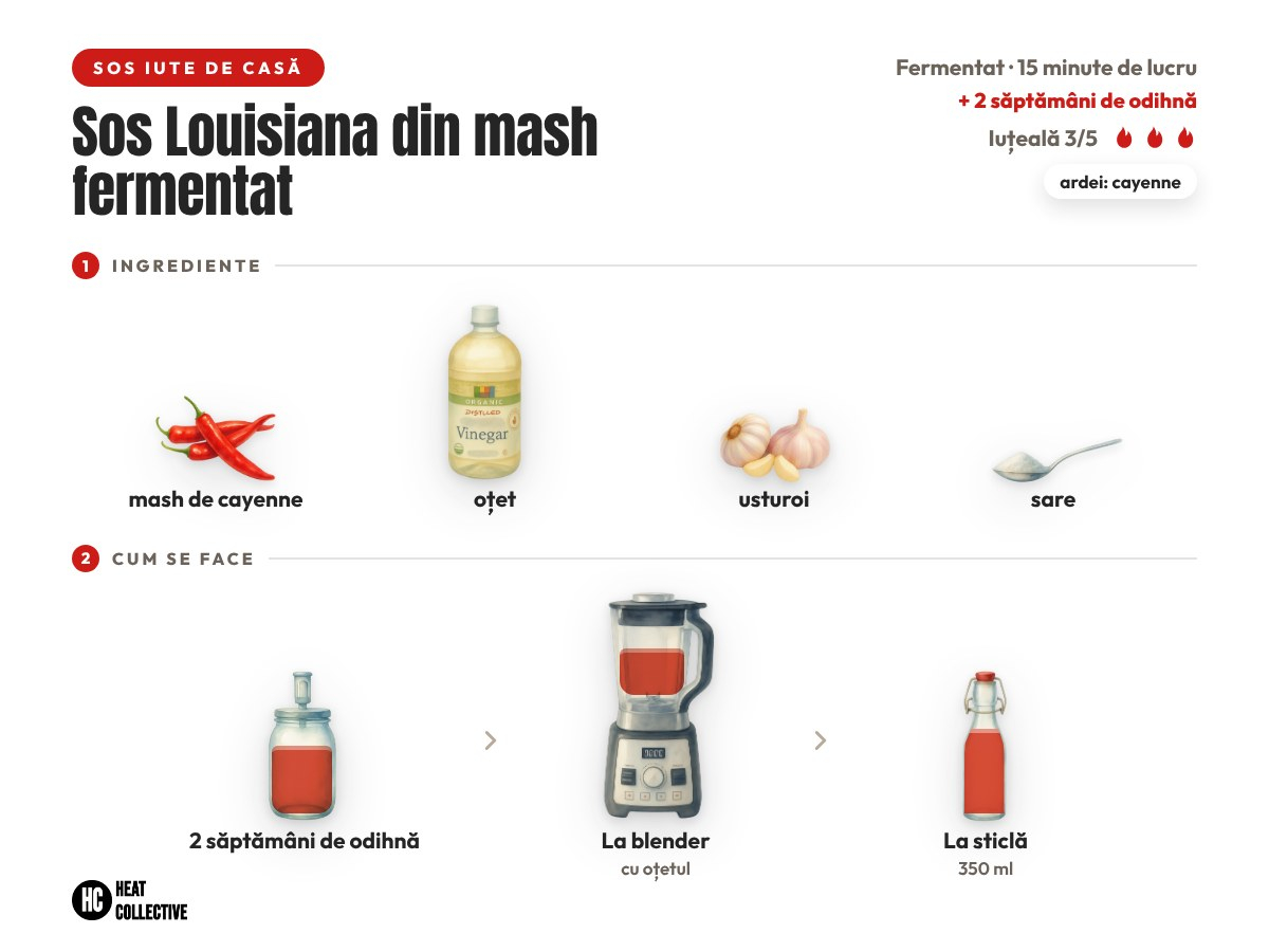 Sos Louisiana din mash fermentat