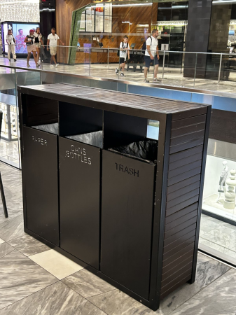 Coșuri gunoi - Coș de gunoi reciclare 3 compartimente (Recycling Bin Station)