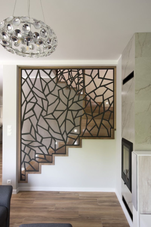 Panouri decorative - Panou decorativ metalic pentru scară – model geometric modern tip mozaic, separator interior premium