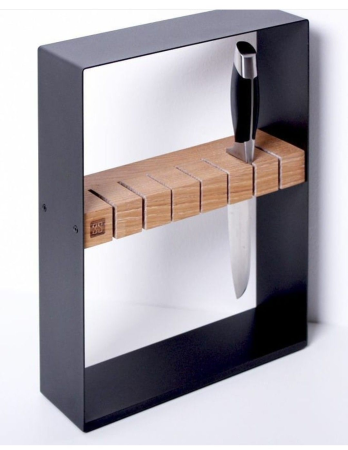 Suporturi & organizare - Suport magnetic pentru cuțite „Frame” – suport cutite perete metal + lemn design modern