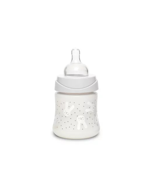 Biberon 150 ml cu tetina rotunda din silicon, debit lent, iepuras verde hygge suavinex - imagine produs HeiBebe.ro [3]