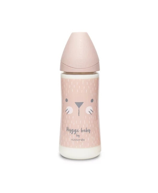 Biberon 360 ml ml cu tetina rotunda din silicon, debit dens, pisica roz hygge suavinex - imagine produs HeiBebe.ro [2]