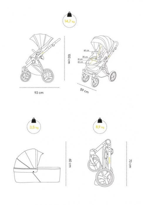 Carucior 2 in 1 skiddou oslo+, onyx, negru - imagine produs HeiBebe.ro [2]