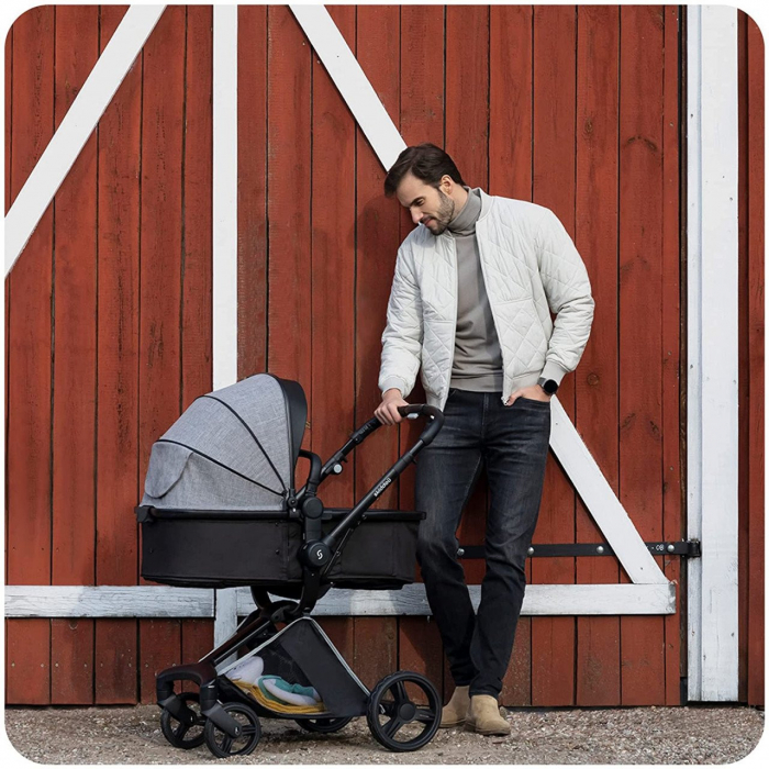 Carucior transformabil 2 in 1 skiddou nasjo normandic dream, gri - imagine produs HeiBebe.ro [12]