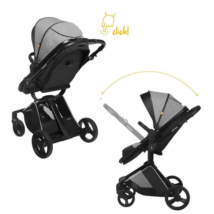 Carucior transformabil 2 in 1 skiddou nasjo normandic dream, gri - imagine produs HeiBebe.ro [5]