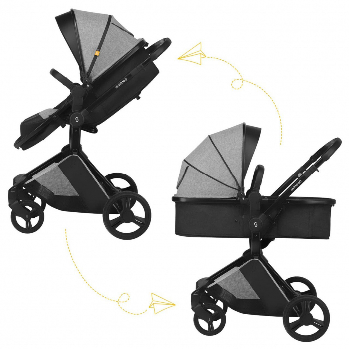 Carucior transformabil 2 in 1 skiddou nasjo normandic dream, gri - imagine produs HeiBebe.ro [6]