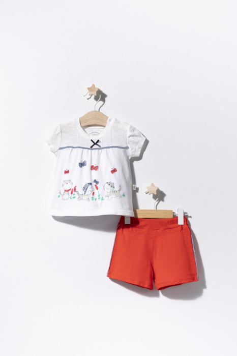 Compleu 2 piese cu pisicute pentru bebelusi, tongs baby - imagine produs HeiBebe.ro [2]