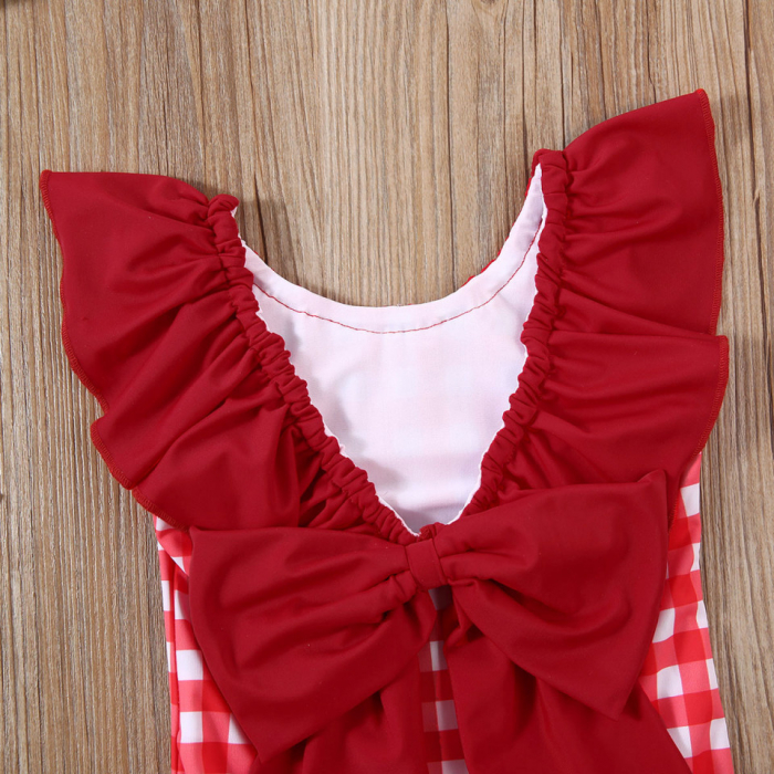 Costum de baie cu patratele rosii si bentita - imagine produs HeiBebe.ro [4]