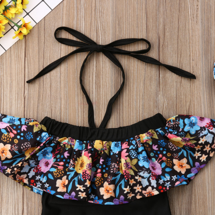 Costum de baie cu volan inflorat si bentita - imagine produs HeiBebe.ro [6]