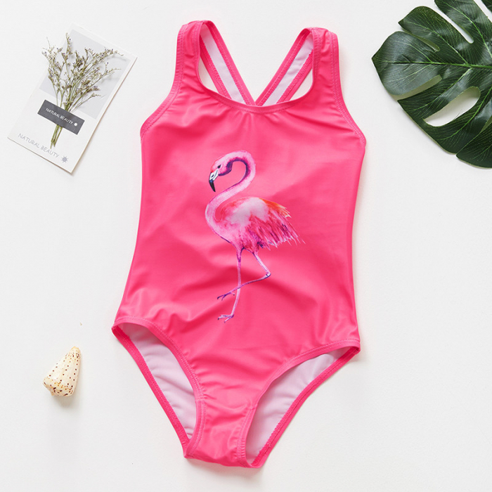 Costum de baie roz bombon cu flamingo - imagine produs HeiBebe.ro [1]
