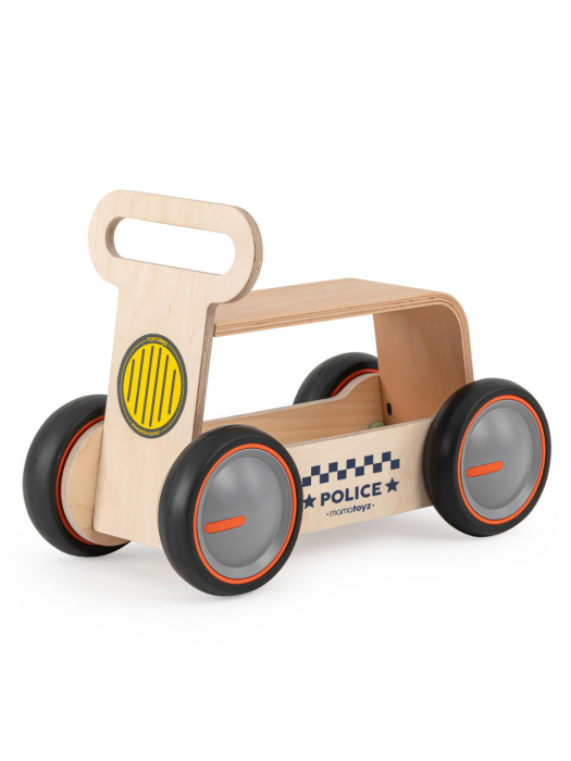 Masinuta ride-on, premergator si carucior de jucarii mamatoyz driveme wood, politie - jucarie din lemn 3 in 1 - imagine produs HeiBebe.ro [1]