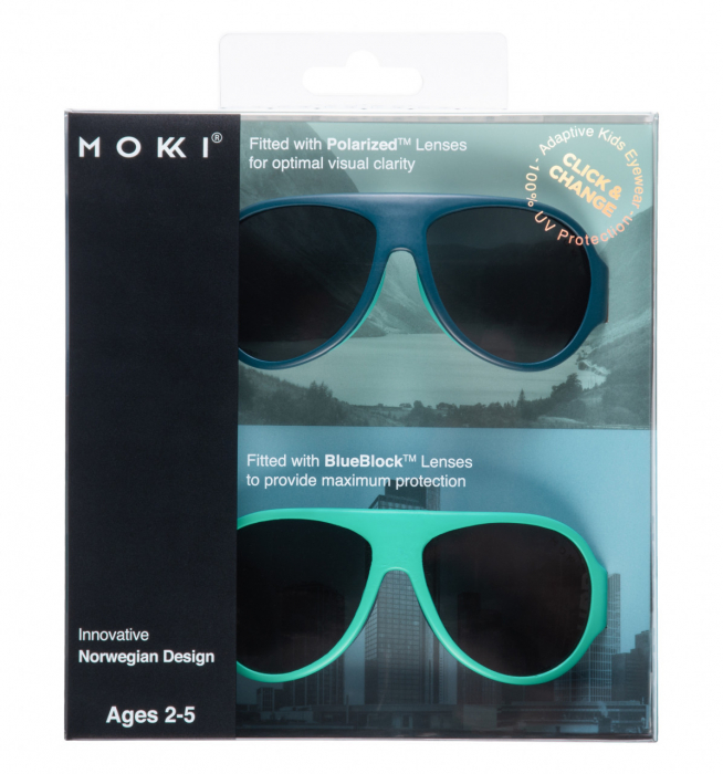 Ochelari de soare pentru copii mokki click & change, protectie uv, bleu, 2-5 ani, set 2 perechi - imagine produs HeiBebe.ro [3]