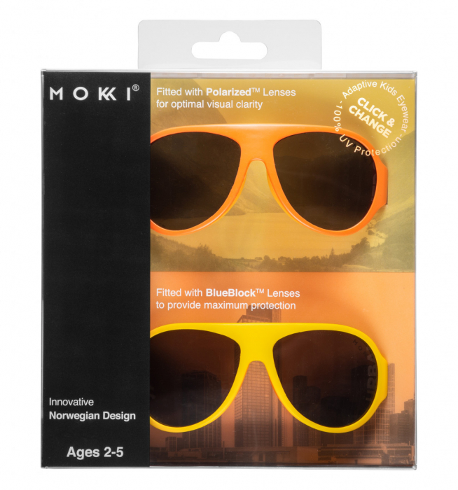 Ochelari de soare pentru copii mokki click & change, protectie uv, galben, 2-5 ani, set 2 perechi - imagine produs HeiBebe.ro [4]