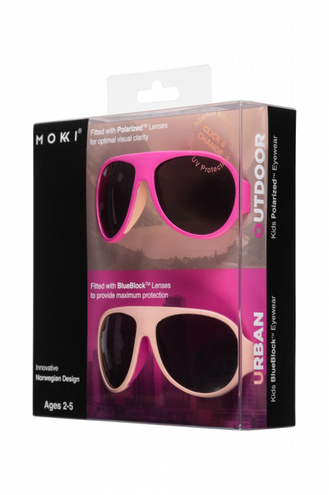 Ochelari de soare pentru copii mokki click & change, protectie uv, roz, 2-5 ani, set 2 perechi - imagine produs HeiBebe.ro [2]
