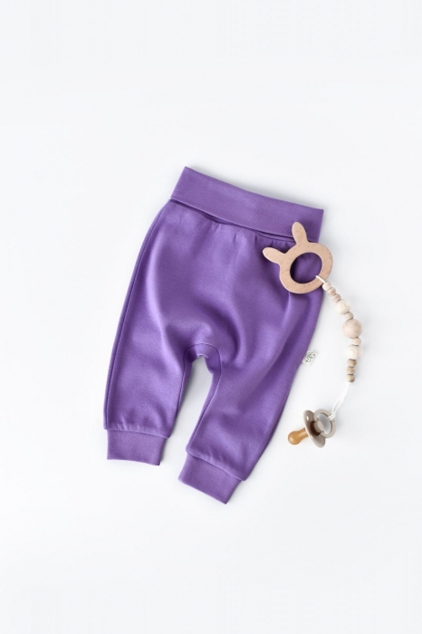 Pantaloni bebe unisex din bumbac organic mov babycosy - imagine produs HeiBebe.ro [1]