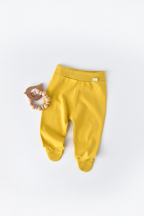Pantaloni cu botosei - bumbac organic galben pal babycosy - imagine produs HeiBebe.ro [1]