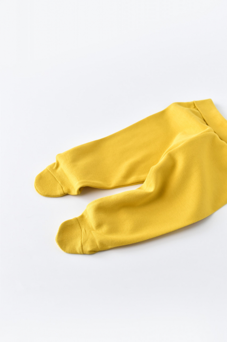 Pantaloni cu botosei - bumbac organic galben pal babycosy - imagine produs HeiBebe.ro [4]