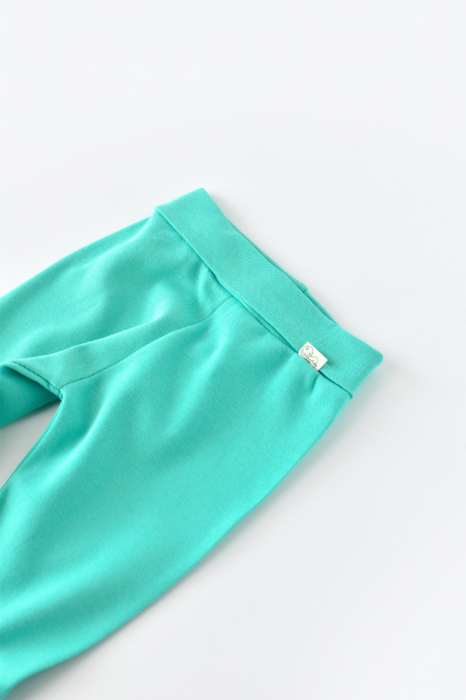 Pantaloni cu botosei - bumbac organic turcoaz babycosy - imagine produs HeiBebe.ro [2]