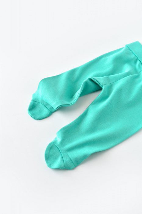 Pantaloni cu botosei - bumbac organic turcoaz babycosy - imagine produs HeiBebe.ro [4]
