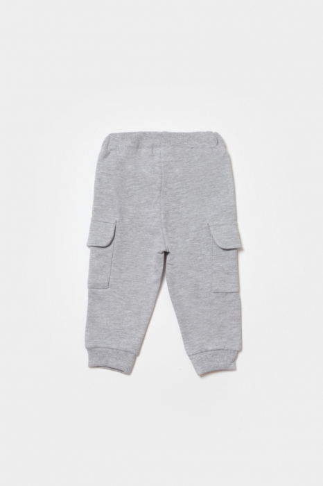 Pantaloni cu buzunare laterale, two thread, 100%bumbac organic - gri, babycosy - imagine produs HeiBebe.ro [2]