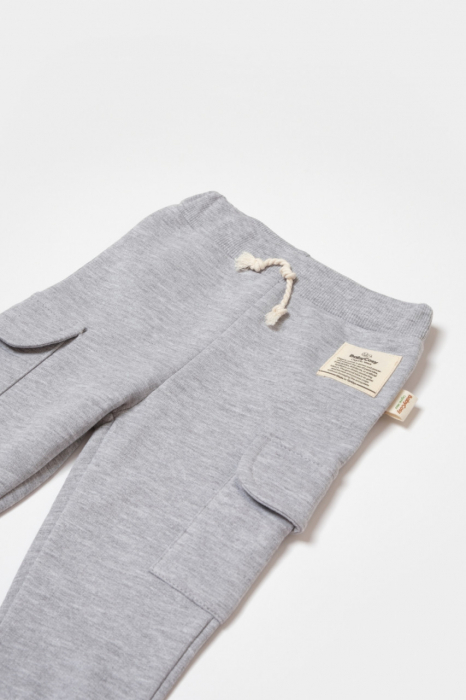 Pantaloni cu buzunare laterale, two thread, 100%bumbac organic - gri, babycosy - imagine produs HeiBebe.ro [4]