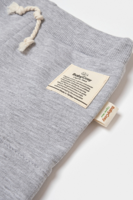 Pantaloni cu buzunare laterale, two thread, 100%bumbac organic - gri, babycosy - imagine produs HeiBebe.ro [5]