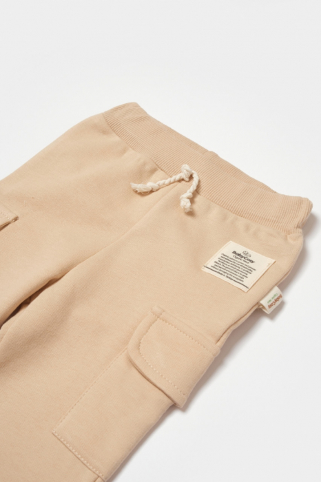 Pantaloni cu buzunare laterale, two thread, 100%bumbac organic - stone, babycosy - imagine produs HeiBebe.ro [4]