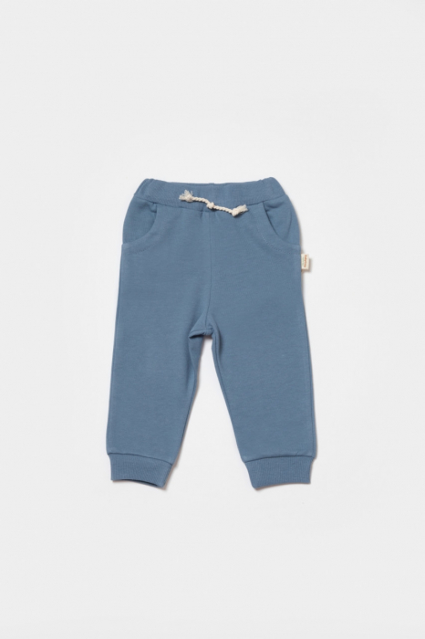Pantaloni lungi, two thread, 100%bumbac organic - indigo, babycosy - imagine produs HeiBebe.ro [3]