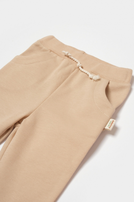 Pantaloni lungi, two thread, 100%bumbac organic - stone, babycosy - imagine produs HeiBebe.ro [4]