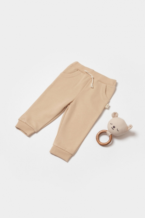 Pantaloni lungi, two thread, 100%bumbac organic - stone, babycosy - imagine produs HeiBebe.ro [1]
