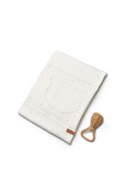 Paturica cu ursulet pentru nou nascut, 100% bumbac organic, teddybear, babycosy, ecru - imagine produs HeiBebe.ro [1]