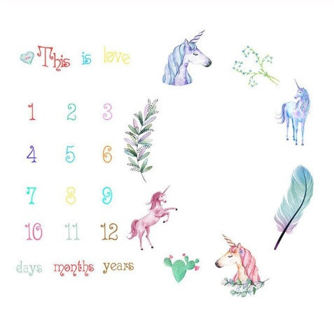 Paturica milestone subtire pentru fotografii memorabile unicorni - imagine produs HeiBebe.ro [2]