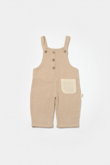 Salopeta cu bretele si buzunar, 100% bumbac - apricot, babycosy - imagine produs HeiBebe.ro [2]