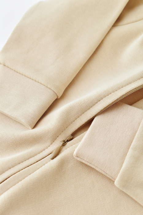 Salopeta cu fermoar cu maneca lunga si pantaloni lungi - 100%bumbac organic - crem, babycosy - imagine produs HeiBebe.ro [7]