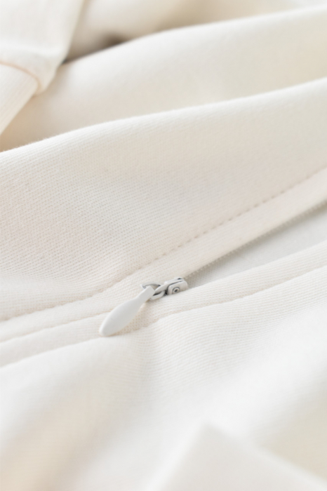 Salopeta cu fermoar cu maneca lunga si pantaloni lungi - 100%bumbac organic - ecru, babycosy - imagine produs HeiBebe.ro [6]