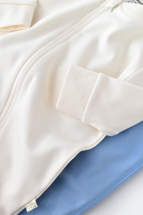 Salopeta cu fermoar cu maneca lunga si pantaloni lungi - 100%bumbac organic - ecru, babycosy - imagine produs HeiBebe.ro [5]