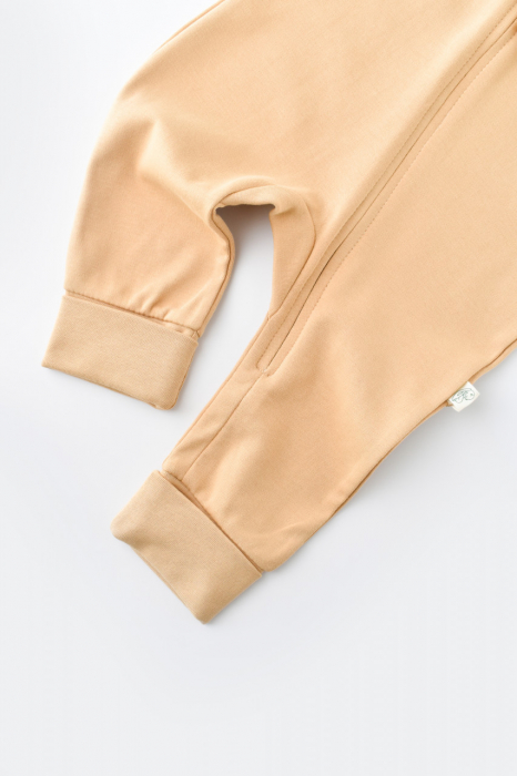 Salopeta cu fermoar cu maneca lunga si pantaloni lungi - 100%bumbac organic - mustar, babycosy - imagine produs HeiBebe.ro [4]