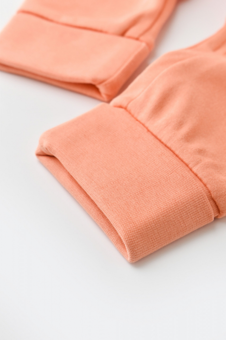 Salopeta cu fermoar cu maneca lunga si pantaloni lungi - 100%bumbac organic - roz piersica, babycosy - imagine produs HeiBebe.ro [4]