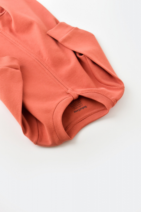 Salopeta cu fermoar cu maneca lunga si pantaloni lungi - 100%bumbac organic - scortisoara, babycosy - imagine produs HeiBebe.ro [2]