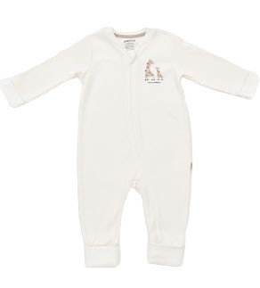 Salopeta cu fermoar girafa, babycosy, 100% bumbac organic, ecru - imagine produs HeiBebe.ro [1]
