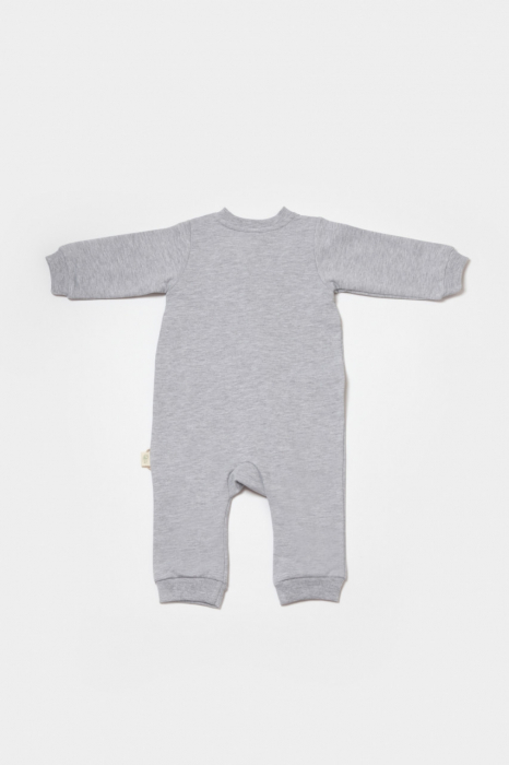 Salopeta cu fermoar, two thread, babycosy, 100% bumbac organic, gri - imagine produs HeiBebe.ro [3]